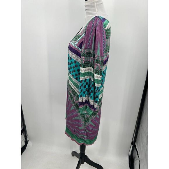 Hale Bob Women's Medium Silk Blend Colorful Boho Abstract Print Long Sleeve - Picture 3 of 15